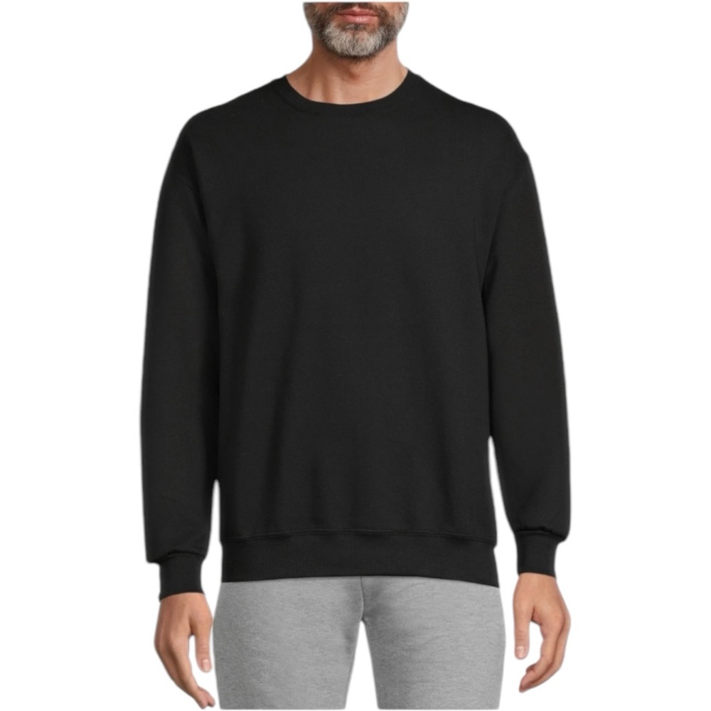 Athletic Works Sweatshirt Black Crewneck Mens Large 42 44 Fleece Pullover Active